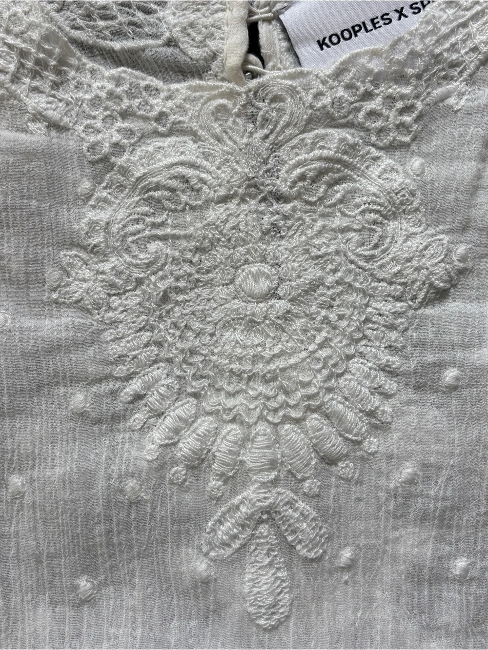 The Kooples Cream Lace Embroidered Blouse